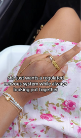 pink dress and gold jewelry